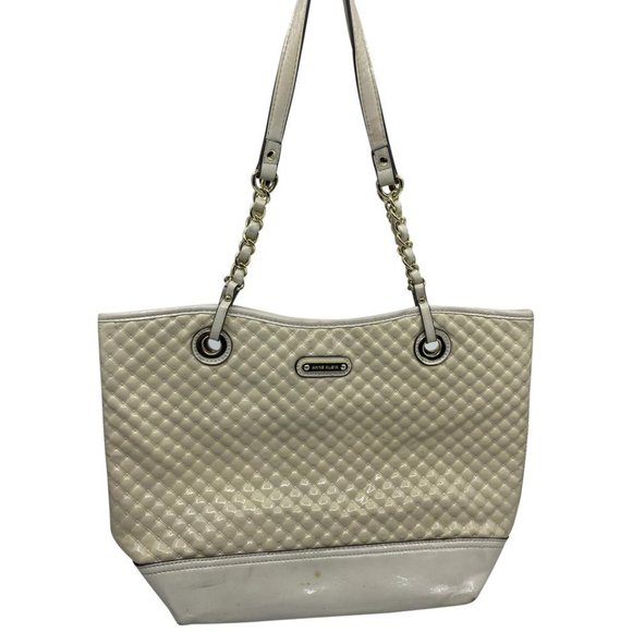 ANNE KLEIN Tan Cream Quilted Leather Tote Bag - Picture 1 of 10